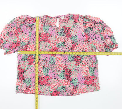 River Island Women’s Multicoloured Floral Cotton Tunic Blouse Size 14