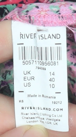 River Island Women’s Multicoloured Floral Cotton Tunic Blouse Size 14