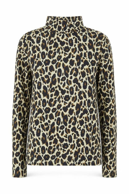 River Island Women’s Brown Leopard Roll Neck Long Sleeve Top Size 10