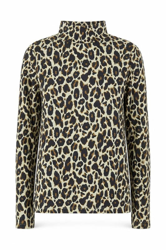 River Island Women’s Brown Leopard Roll Neck Long Sleeve Top Size 10