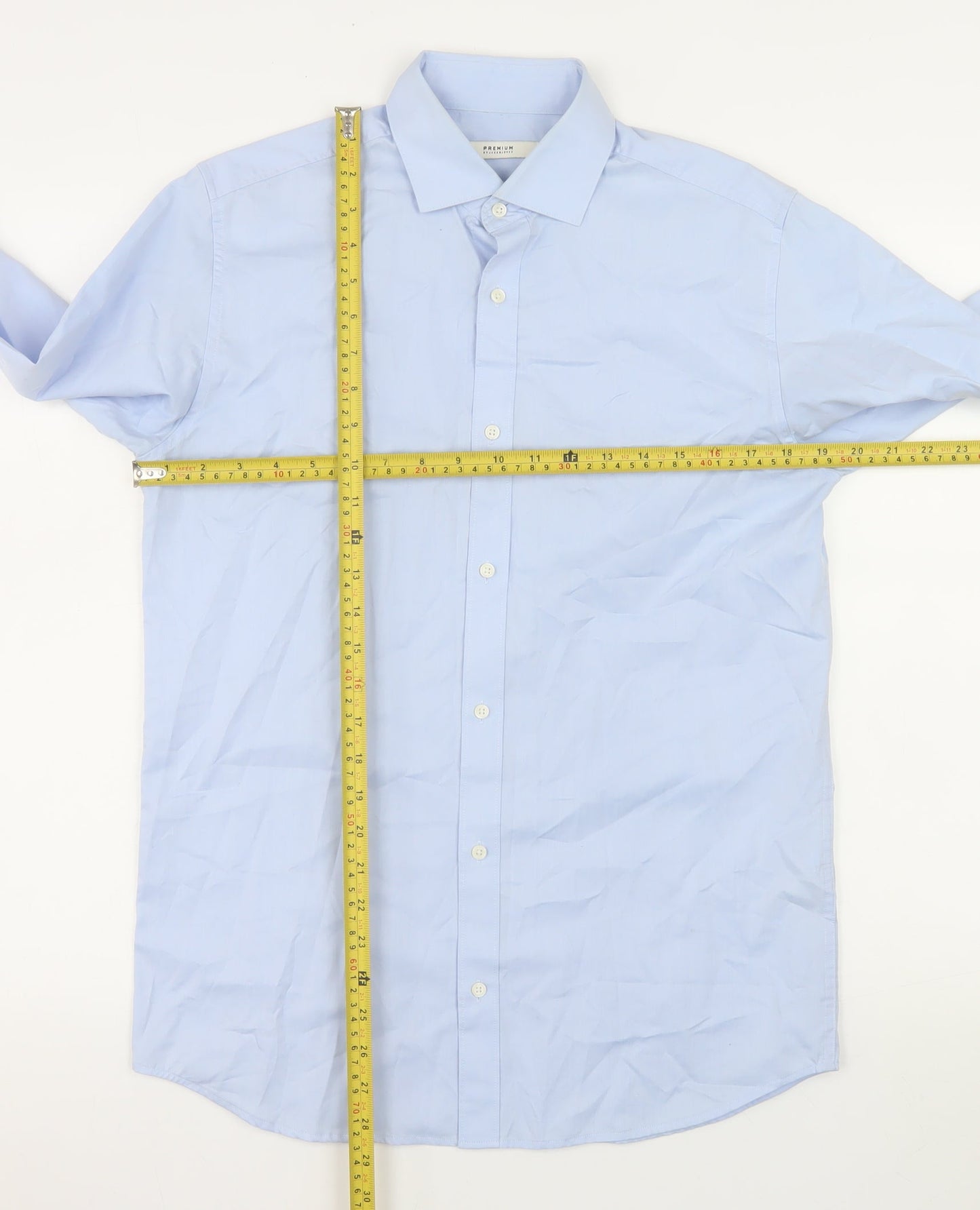 Jack & Jones Premium Men's Blue Cotton Long Sleeve Dress Shirt M