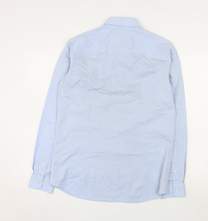 Jack & Jones Premium Men's Blue Cotton Long Sleeve Dress Shirt M