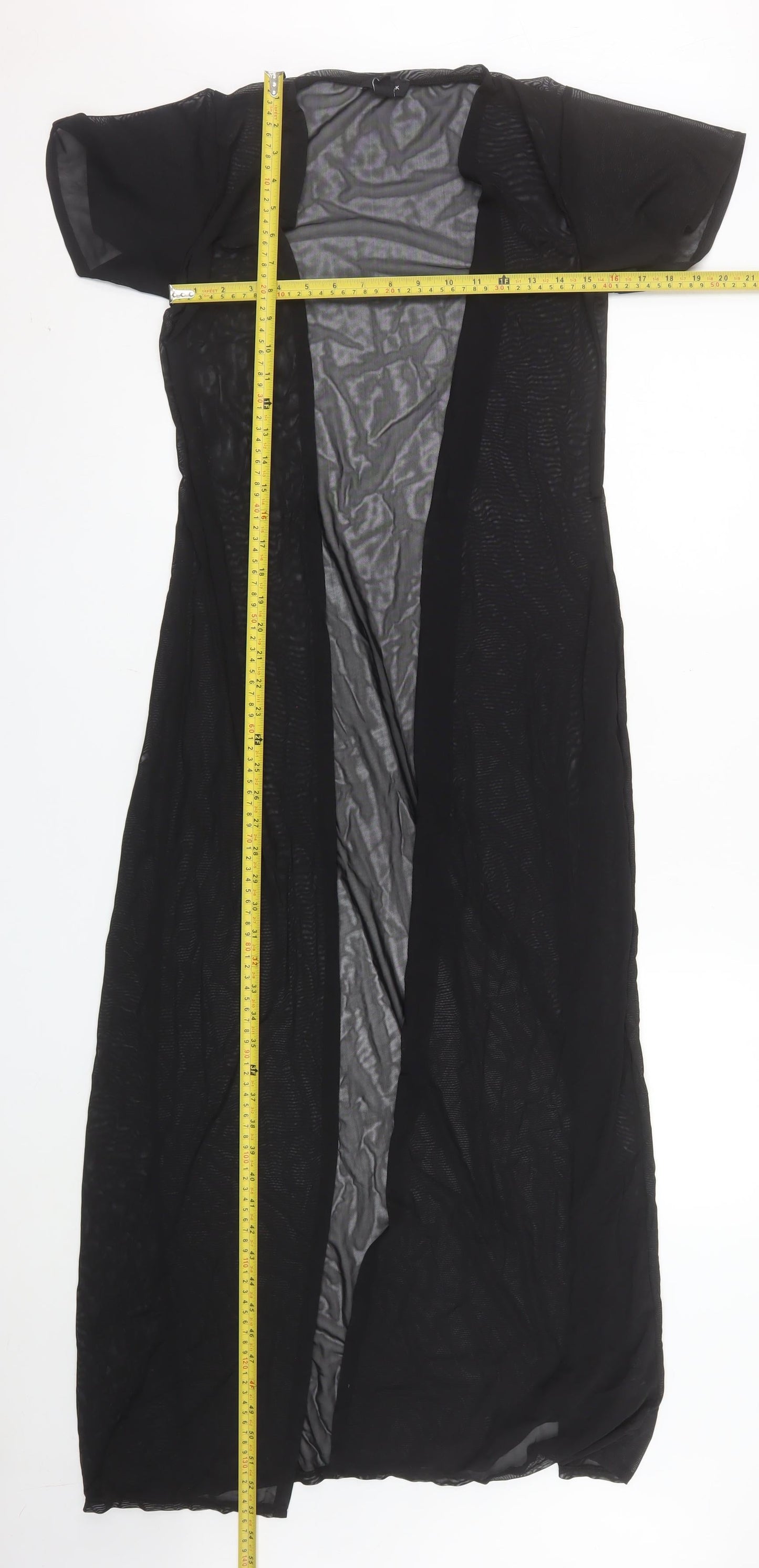 New Look Women’s Black Sheer Long Kimono Waistcoat Size S