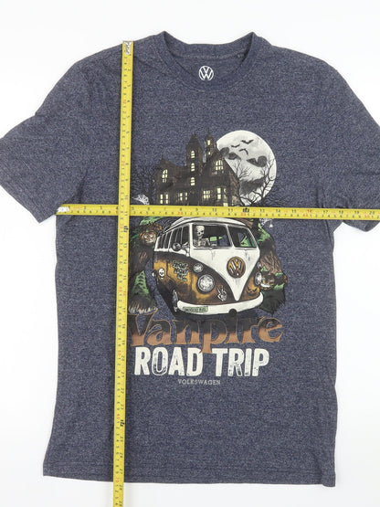 Volkswagen Men's Blue Vampire Road Trip Graphic T-Shirt Size S