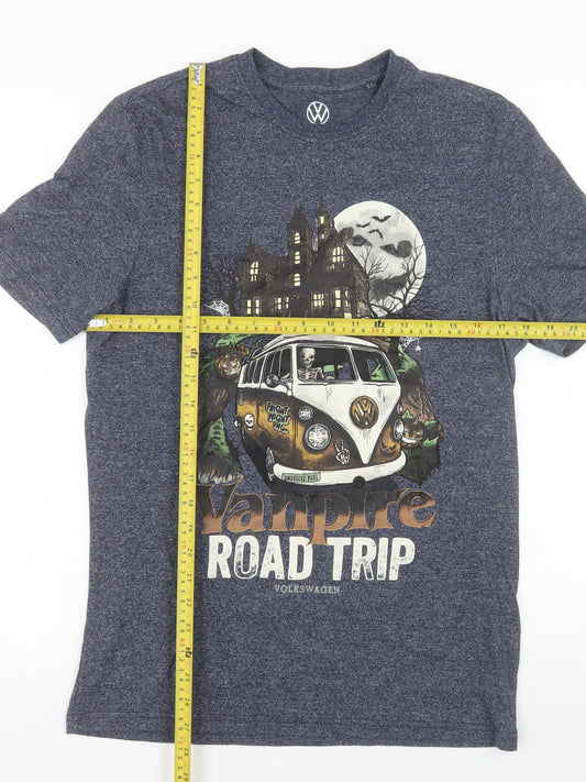 Volkswagen Men's Blue Vampire Road Trip Graphic T-Shirt Size S