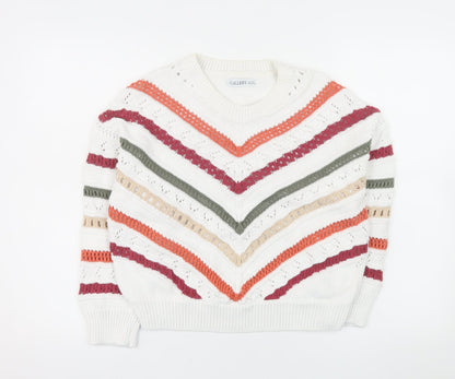 Gallery Women's Multicoloured Striped Knit Crew Neck Jumper XS