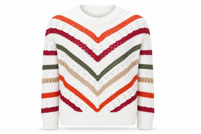 Front view of Gallery Women's Multicoloured Striped Knit Crew Neck Jumper XS