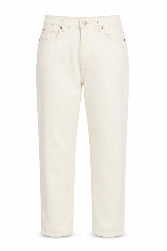 Primark Women Ivory Slim Straight High Waist Denim Jeans Size 12