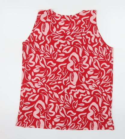 Fullamoda Women's Red Sleeveless Cotton Blouse M