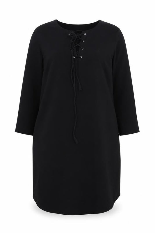 Hush Women Black Size 16 Shift Lace Up Knee Length Dress
