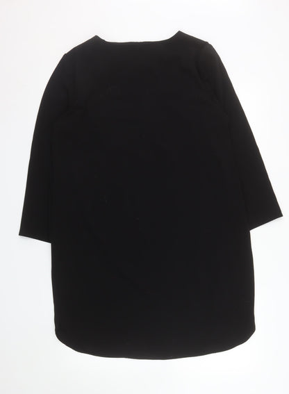 Hush Women Black Size 16 Shift Lace Up Knee Length Dress