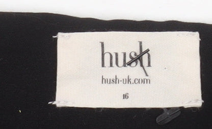 Hush Women Black Size 16 Shift Lace Up Knee Length Dress