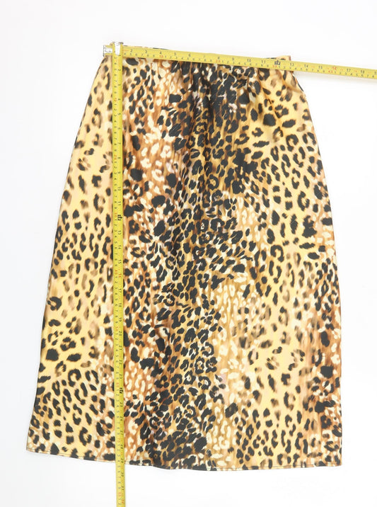 Lipsy Women’s Brown Leopard Print Pencil Skirt Size 10