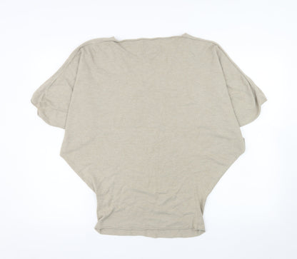 Paul Costelloe Women Beige V-Neck Dolman Sleeve Cotton Top S