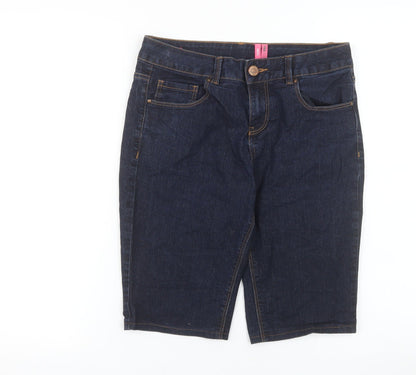 Yessica Women Blue Denim Bermuda Shorts Size 10 Skinny Fit