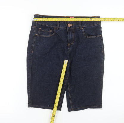 Yessica Women Blue Denim Bermuda Shorts Size 10 Skinny Fit