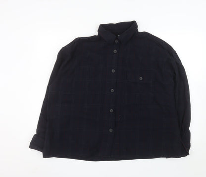 Uniqlo Men's Blue Checked Cotton Flannel Long Sleeve Shirt Size L