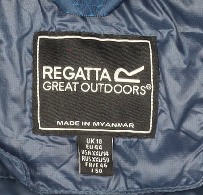 Regatta Women's Blue Long Hooded Puffer Coat Size 18