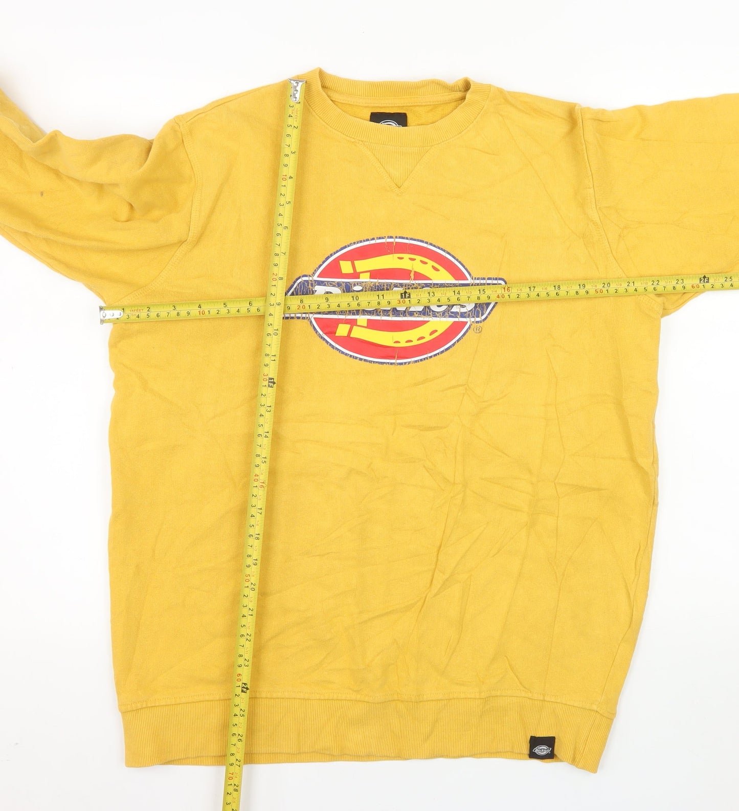 Dickies Men’s Yellow Logo Crew Neck Pullover Sweatshirt Size L