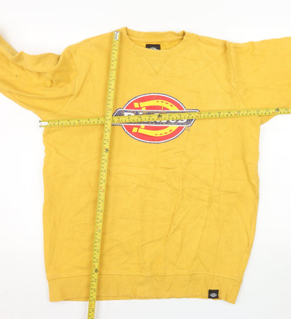 Dickies Men’s Yellow Logo Crew Neck Pullover Sweatshirt Size L