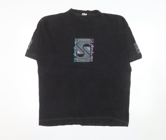 Quiksilver Men's Black 90s Surf Graphic Cotton T-Shirt Size L