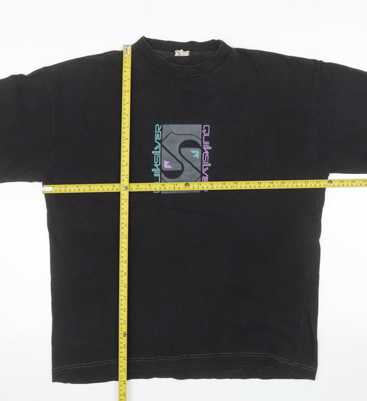 Quiksilver Men's Black 90s Surf Graphic Cotton T-Shirt Size L