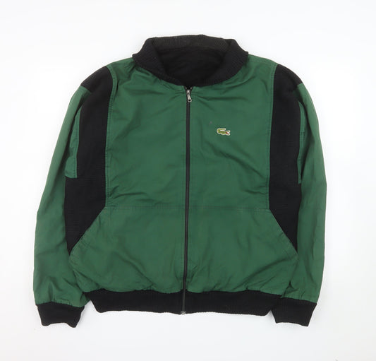 Lacoste Men's Green Bomber Jacket L Retro Full Zip Wool Blend