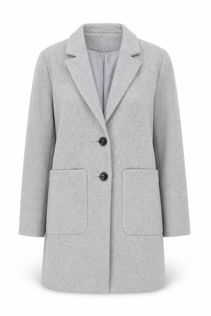 New Look Women Grey Mid-Length Overcoat UK 14 Lined Classic Style