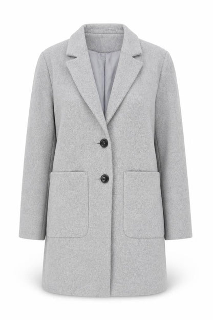 New Look Women Grey Mid-Length Overcoat UK 14 Lined Classic Style