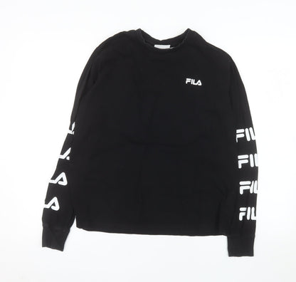 FILA Womens Black Long Sleeve Crew Neck Cotton T-Shirt Size S