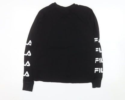 FILA Womens Black Long Sleeve Crew Neck Cotton T-Shirt Size S