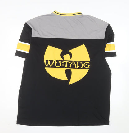 Wu-Tang Men’s 2XL Black V-Neck Band Graphic Colourblock T-Shirt