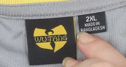 Wu-Tang Men’s 2XL Black V-Neck Band Graphic Colourblock T-Shirt