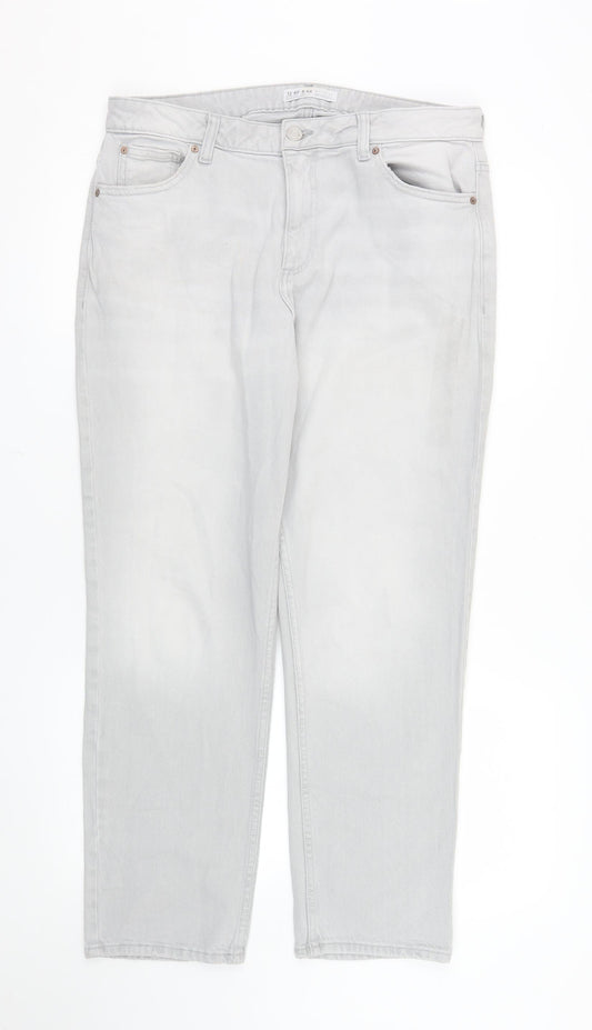 Primark Women Grey Straight Denim Jeans Size 12 Regular Fit