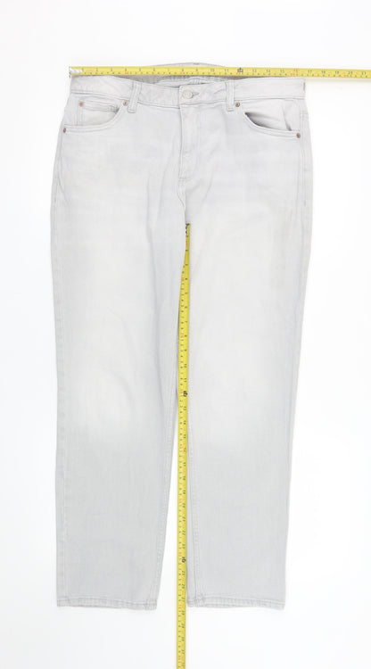 Primark Women Grey Straight Denim Jeans Size 12 Regular Fit