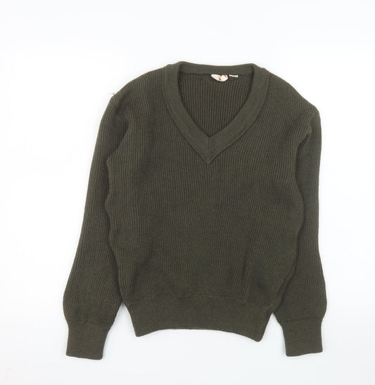 Fabre Granier Men’s Green Wool V-Neck Jumper Size S
