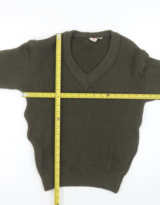 Fabre Granier Men’s Green Wool V-Neck Jumper Size S