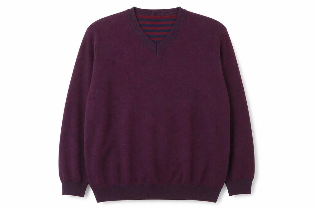 Swallow Men’s Purple Wool Blend V-Neck Classic 2XL Jumper