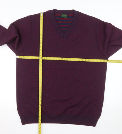 Swallow Men’s Purple Wool Blend V-Neck Classic 2XL Jumper