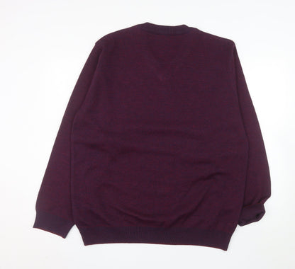 Swallow Men’s Purple Wool Blend V-Neck Classic 2XL Jumper