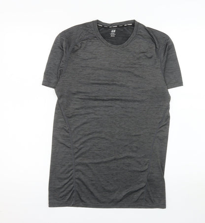 H&M Men Grey Short Sleeve Training T-Shirt Size S Slim Fit
