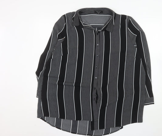 New Look Inspire Women's Black Striped Button-Up Blouse Size 20