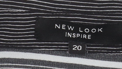 New Look Inspire Women's Black Striped Button-Up Blouse Size 20