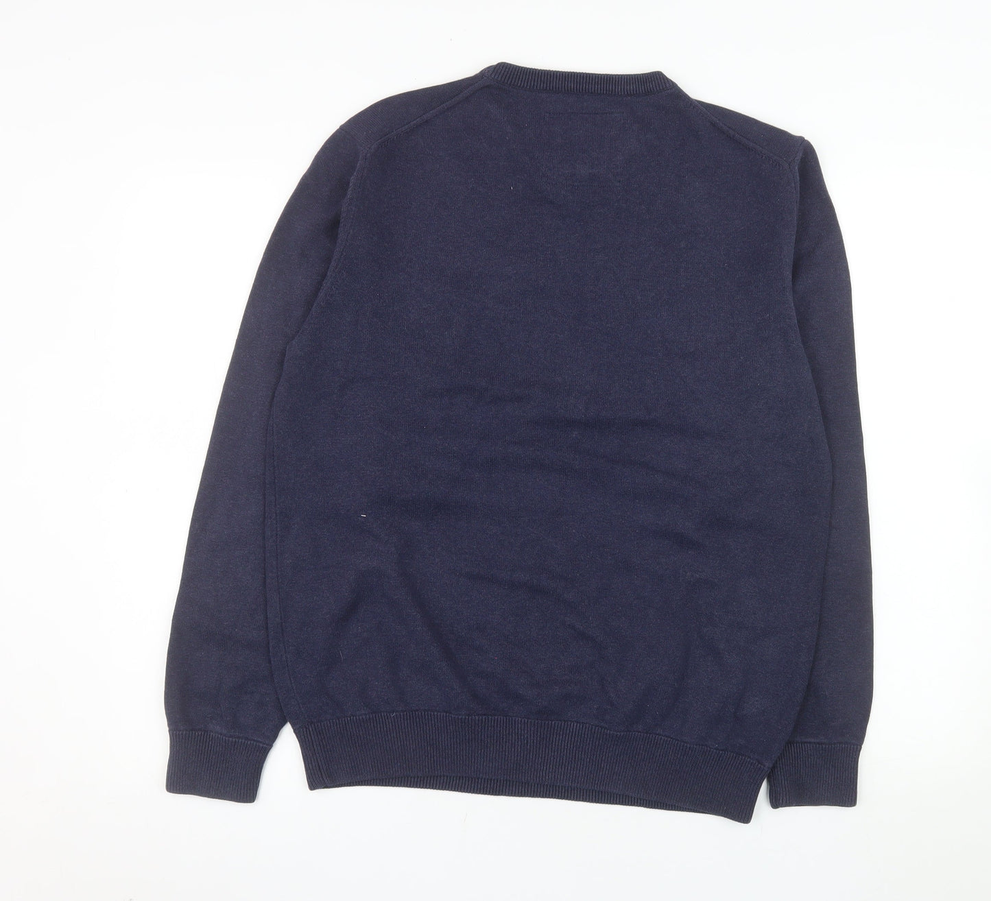 Magee 1866 Men's Blue Wool Crew Neck Jumper Size L Classic Knit