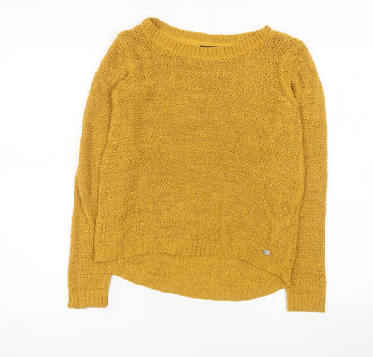 ONLY Women Yellow Chunky-Knit Pullover Jumper Size S