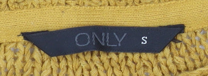 ONLY Women Yellow Chunky-Knit Pullover Jumper Size S