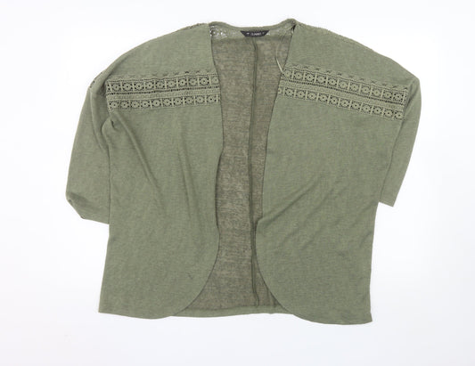Dunnes Womens Green Crochet Open Knit Cardigan L Relaxed Fit