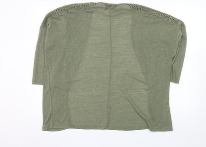 Dunnes Womens Green Crochet Open Knit Cardigan L Relaxed Fit