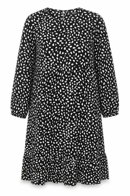 Missguided Women Black Animal Print Midi A-Line Dress Size 14