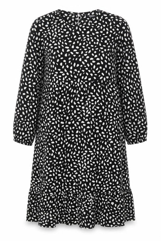 Front view of Missguided Women Black Animal Print Midi A-Line Dress, size 14
